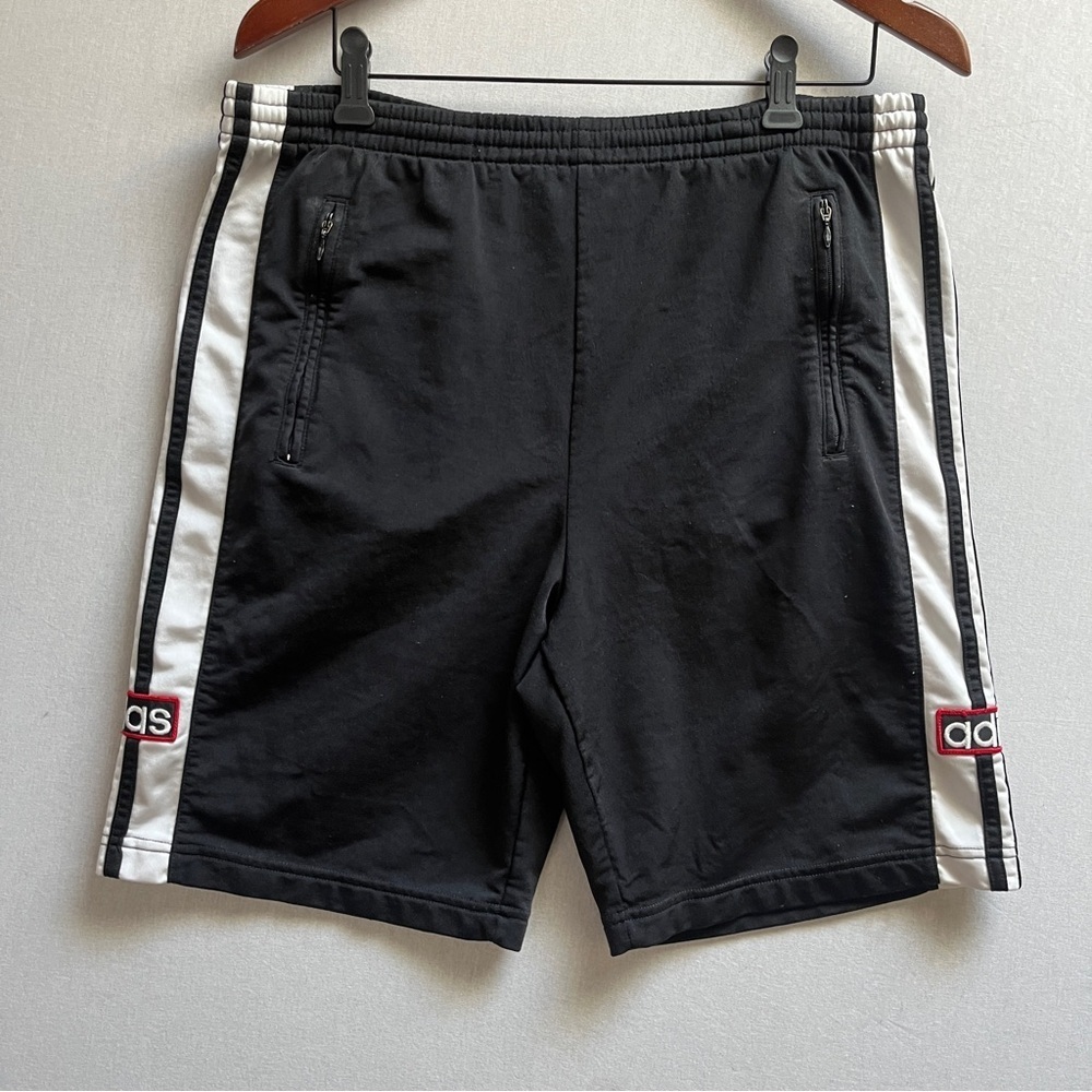Adidas Vintage Adibreak Tear Away Snap Button Gym Shorts Black Small S
